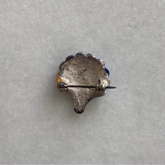 VINTAGE β’ Blue Shell Brooch Classic Ocean Seas Mermaid Pin Bohemian Hippie Clam - Picture 5 of 6